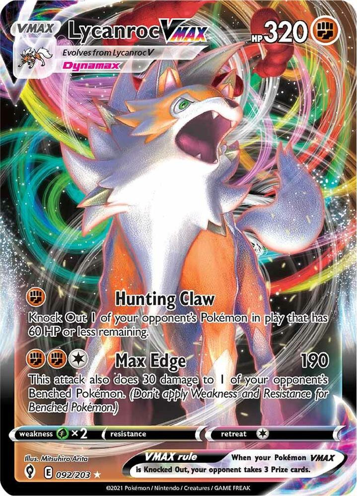 Lycanroc VMAX - 092/203 | Ultra Rare | (SWSH07 | SWSH07: Evolving Skies)