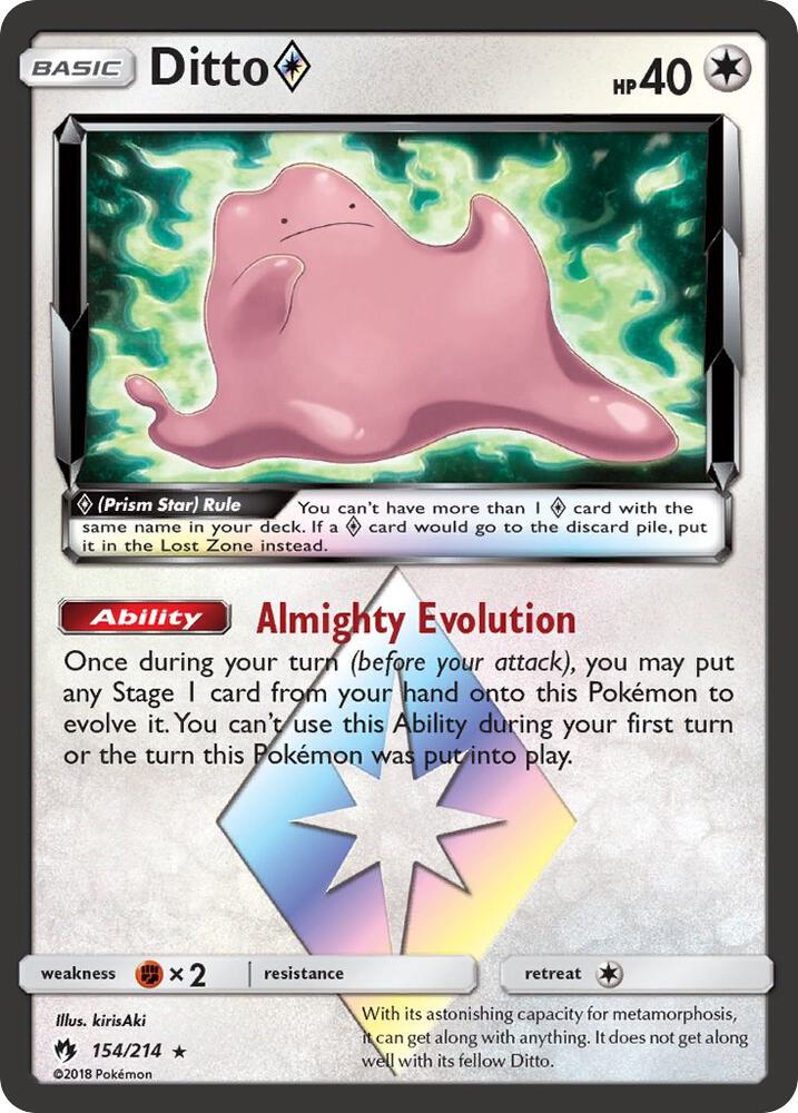 Ditto Prism Star - 154/214 | Prism Rare | (SM8 | SM - Lost Thunder)