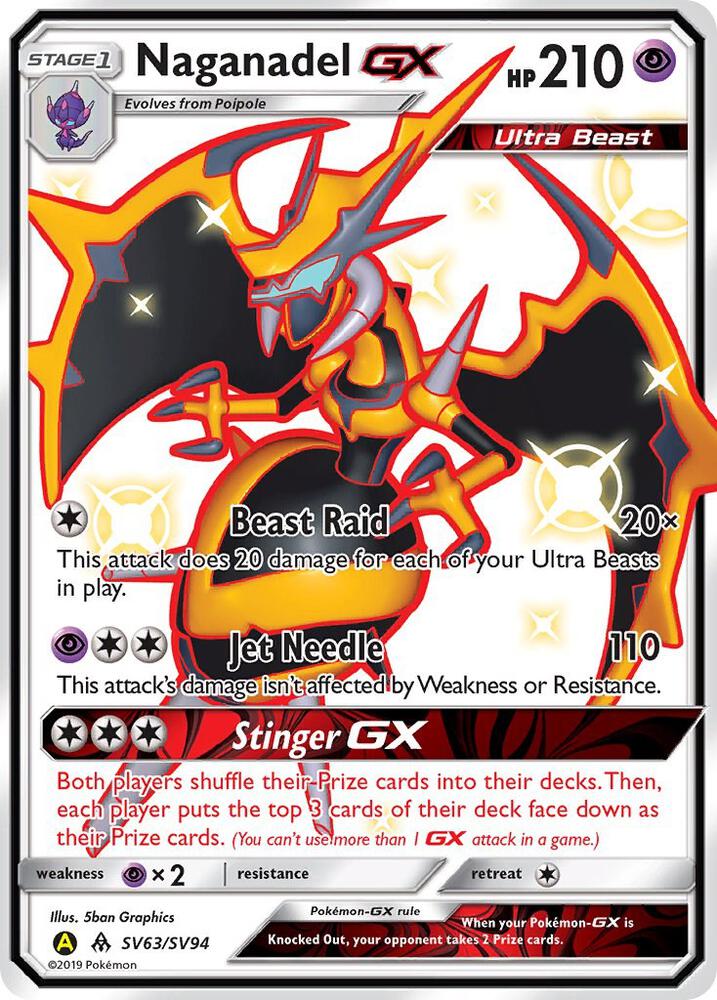 Naganadel GX - SV63/SV94 | Shiny Holo Rare | (HIF:SV | Hidden Fates: Shiny Vault)