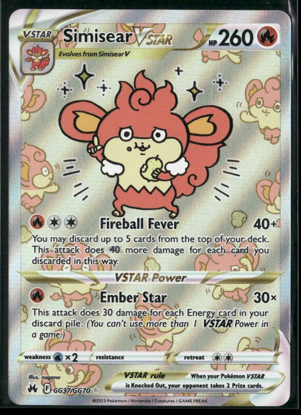 Simisear VSTAR Ultra Rare Crown Zenith: Galarian Gallery CRZ:GG GG37/GG70 NM