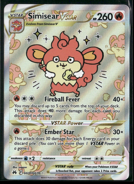 Simisear VSTAR Ultra Rare Crown Zenith: Galarian Gallery CRZ:GG GG37/GG70 NM