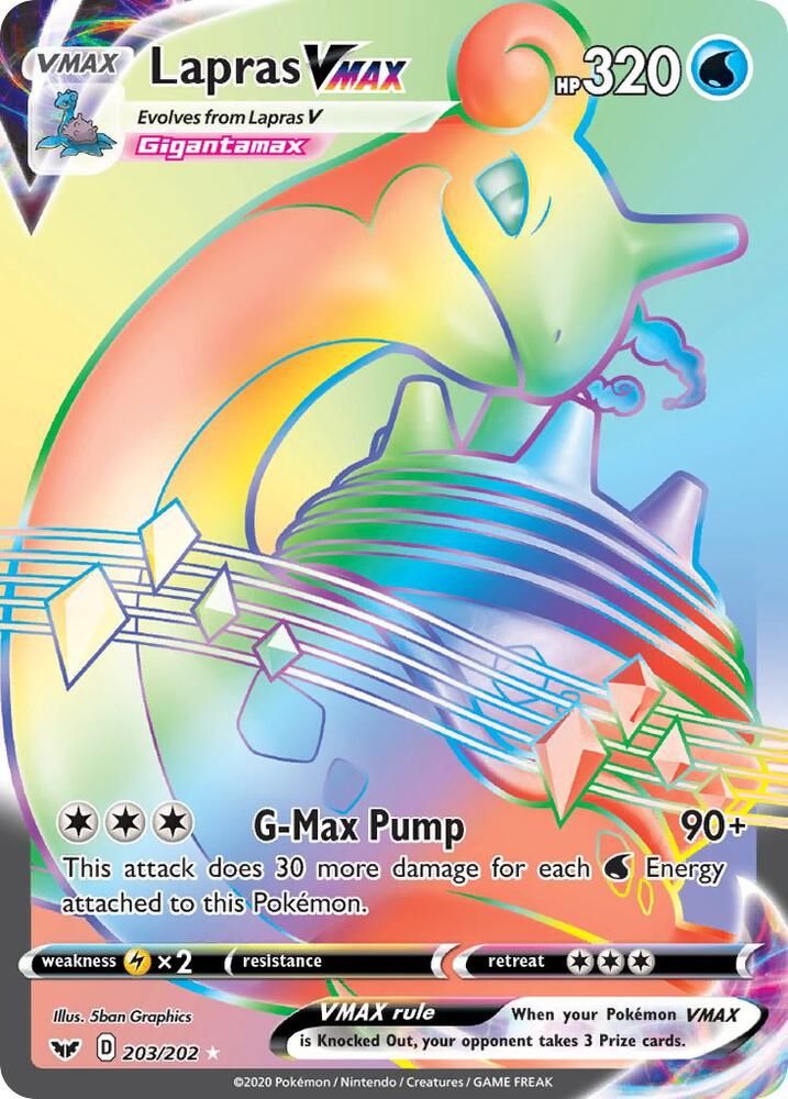 Lapras VMAX (Secret) - 203/202 | Secret Rare | (SWSH01 | SWSH01: Sword & Shield Base Set)