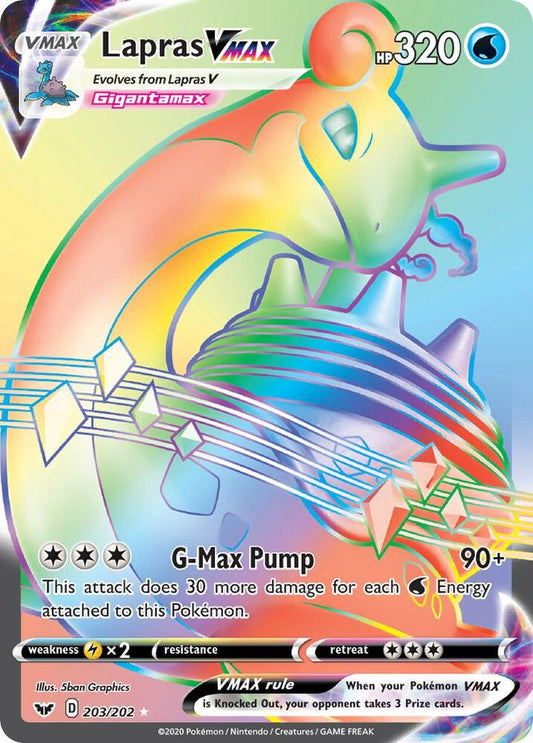 Lapras VMAX (Secret) - 203/202 | Secret Rare | (SWSH01 | SWSH01: Sword & Shield Base Set)