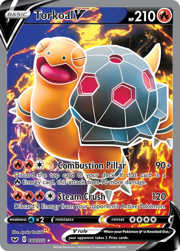 Torkoal V (Full Art) - 188/202 | Ultra Rare | (SWSH01 | SWSH01: Sword & Shield Base Set)
