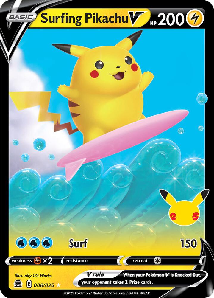 Surfing Pikachu V - 008/025 | Ultra Rare | (CLB | Celebrations)