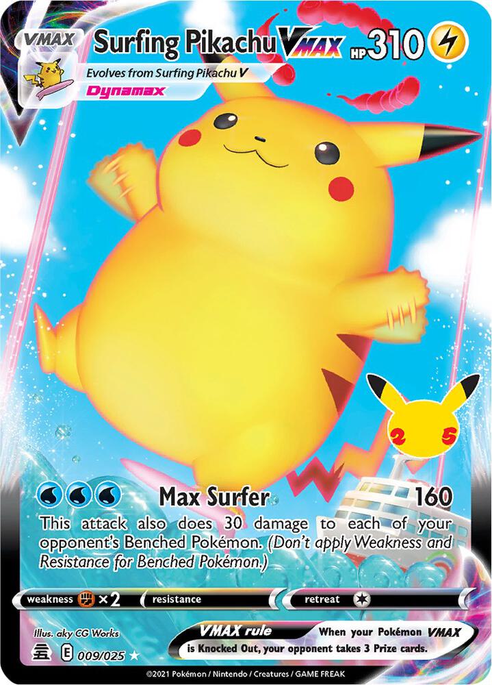 Surfing Pikachu VMAX - 009/025 | Ultra Rare | (CLB | Celebrations)