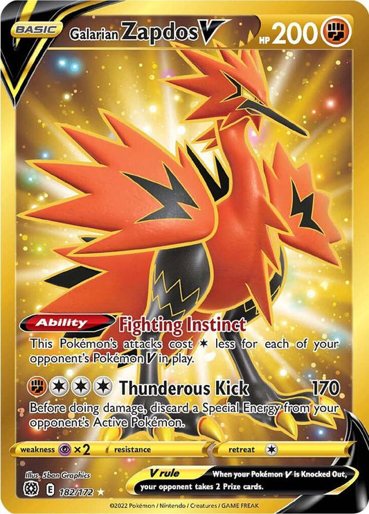 Galarian Zapdos V (Secret) - 182/172 | Secret Rare | (SWSH09 | SWSH09: Brilliant Stars)
