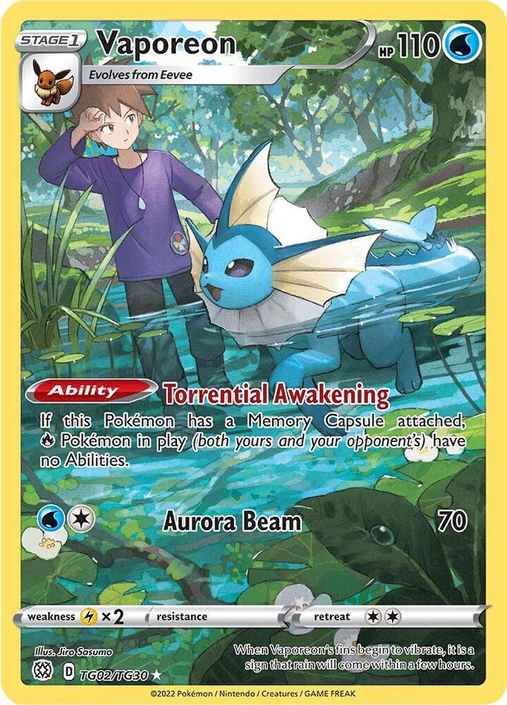 Vaporeon - TG02/TG30 | Ultra Rare | (SWSH09:TG | SWSH09: Brilliant Stars Trainer Gallery)