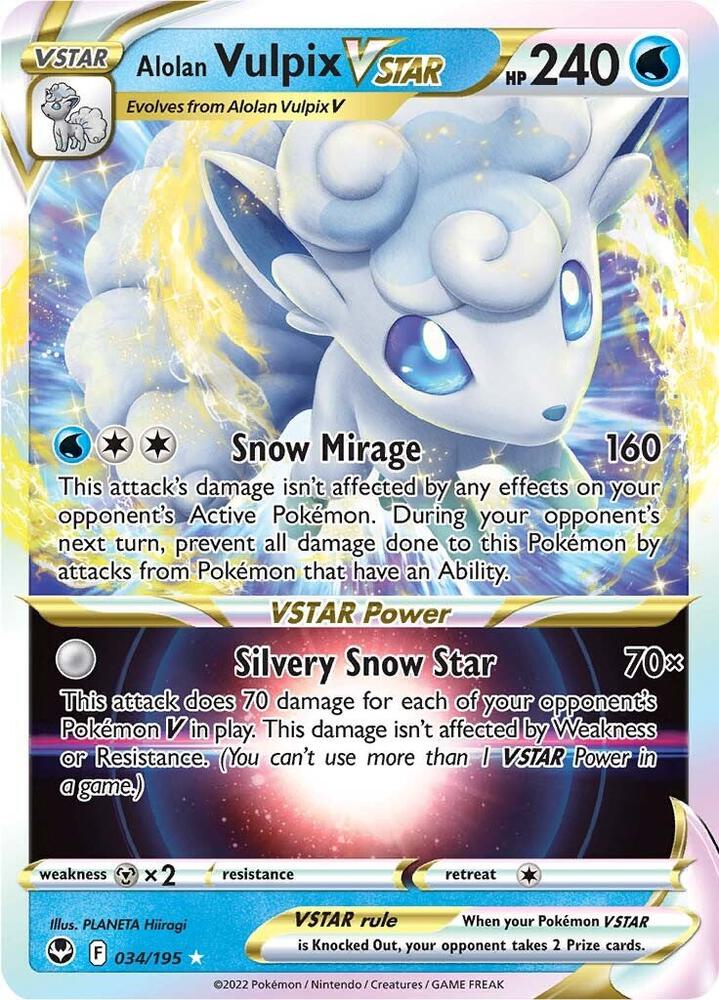 Alolan Vulpix VSTAR - 034/195 | Ultra Rare | (SWSH12 | SWSH12: Silver Tempest)