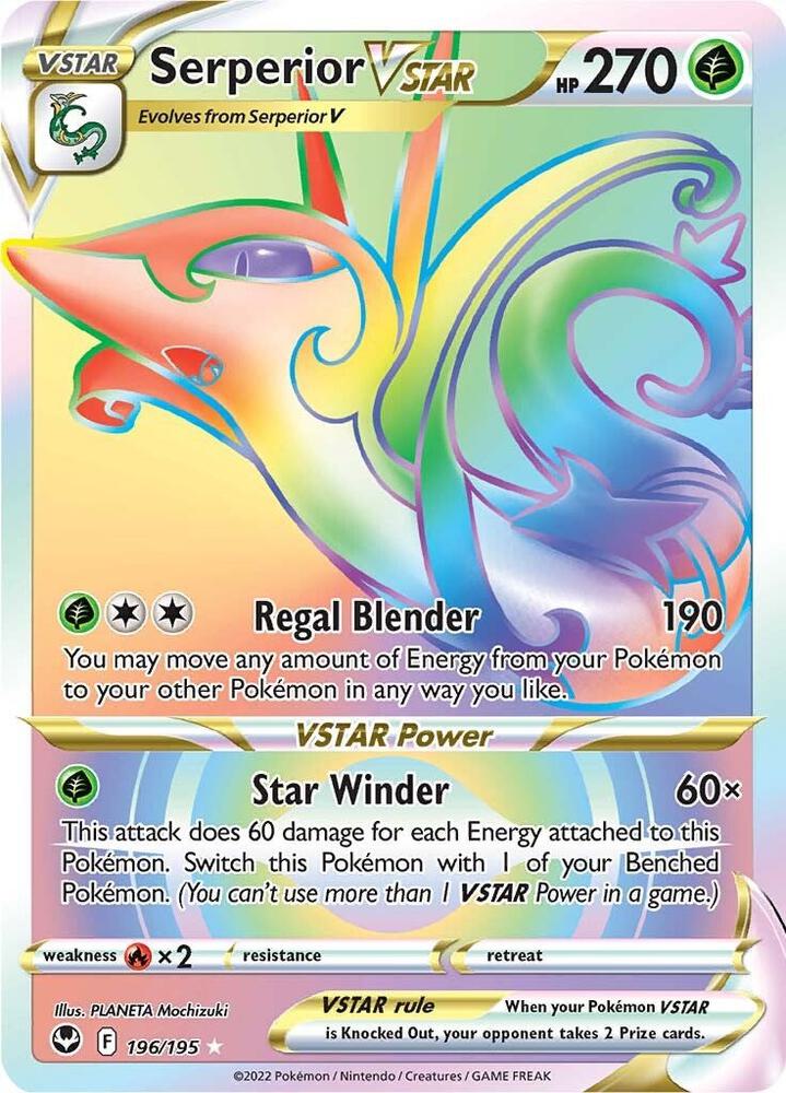 Serperior VSTAR (Secret) - 196/195 | Secret Rare | (SWSH12 | SWSH12: Silver Tempest)