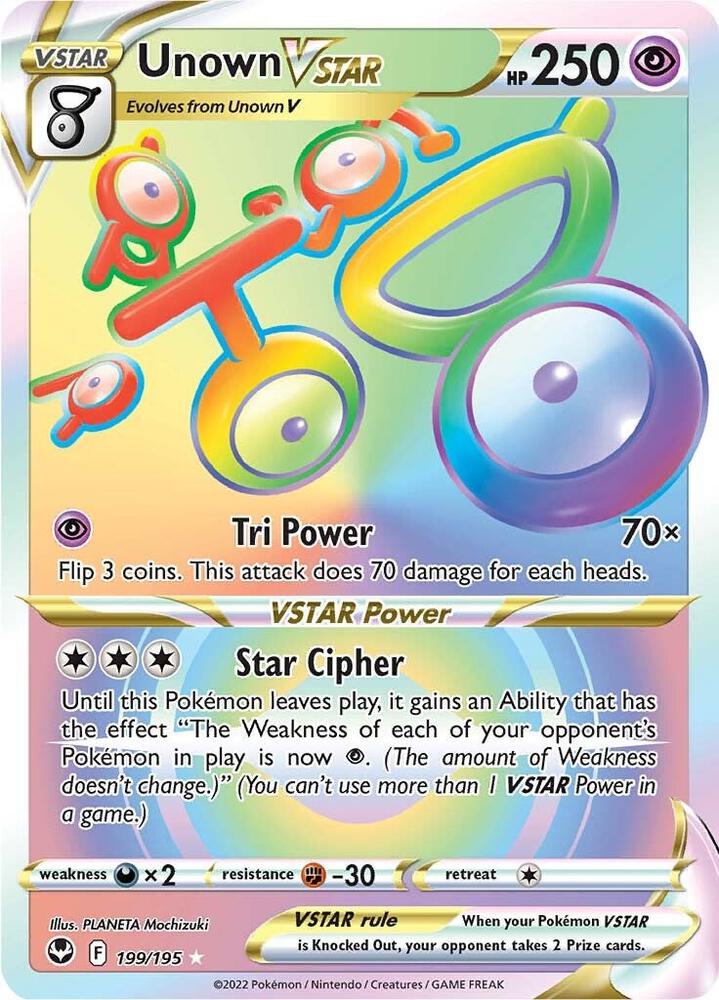 Unown VSTAR (Secret) - 199/195 | Secret Rare | (SWSH12 | SWSH12: Silver Tempest)
