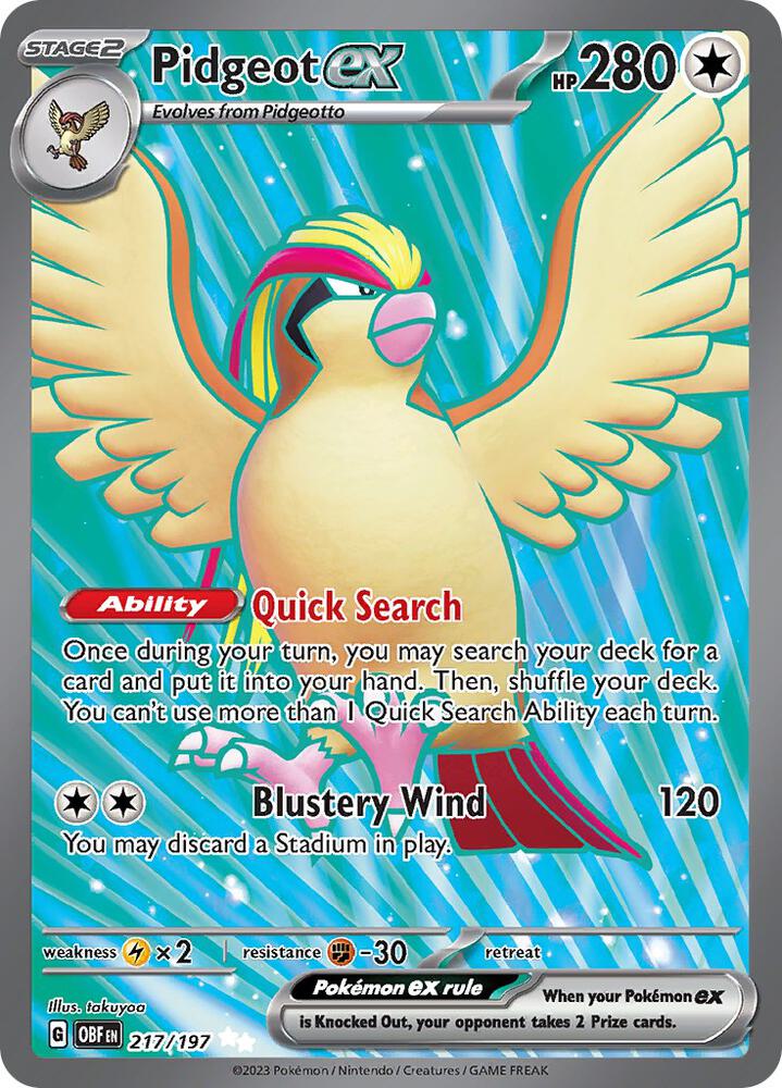 Pidgeot ex - 217/197 | Ultra Rare | (OBF | SV03: Obsidian Flames)