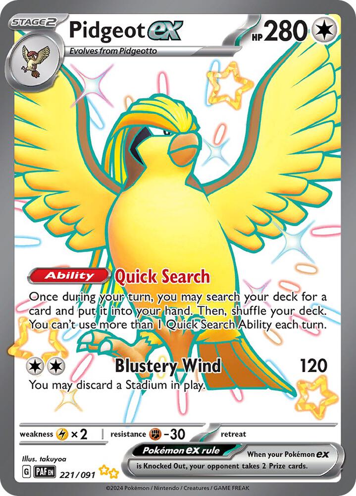 Pidgeot ex - 221/091 | Shiny Ultra Rare | (PAF | SV: Paldean Fates)