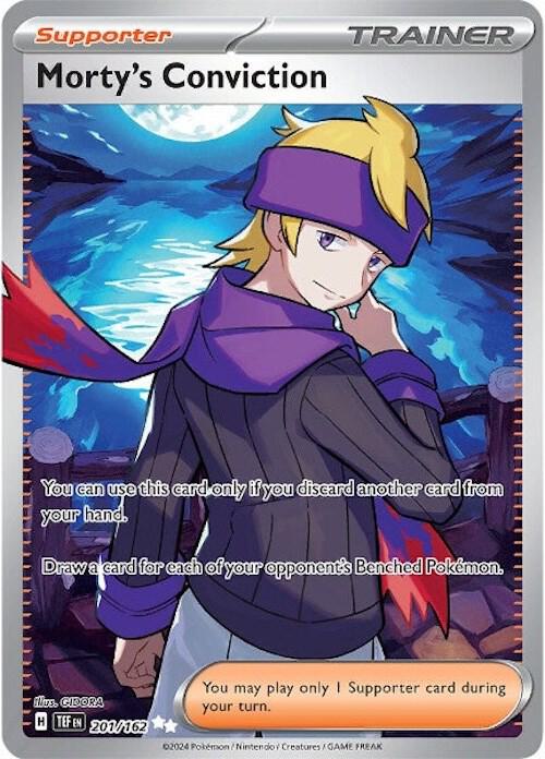Morty's Conviction - 201/162 | Ultra Rare | (TEF | SV05: Temporal Forces)