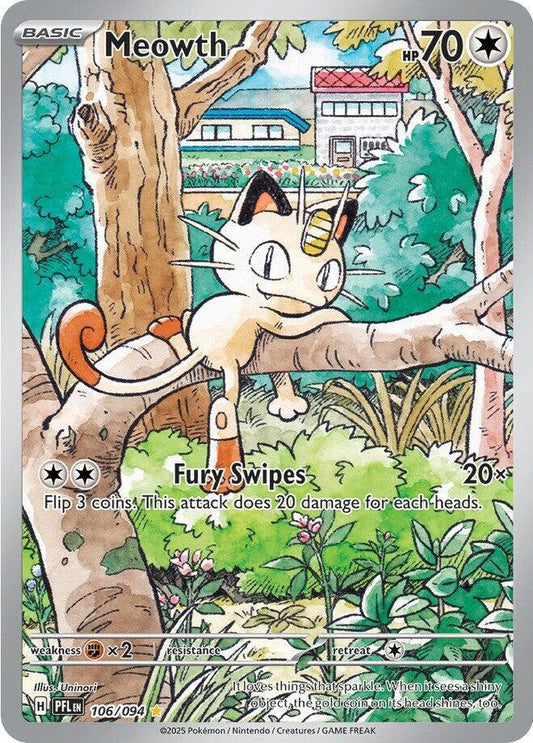 Meowth - 106/094 | Illustration Rare | (PFL | ME02: Phantasmal Flames)